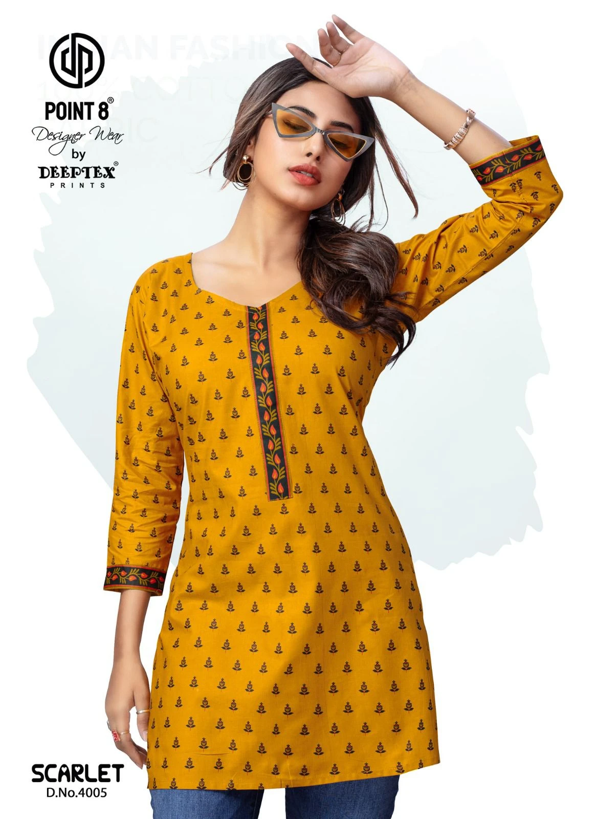 Deeptex Scarlet Vol 4 Cotton Wholesale Short Tops Catalog — Wholesale Cotton Kurti Pant Set, Deeptex wholesale from Surat — view 6